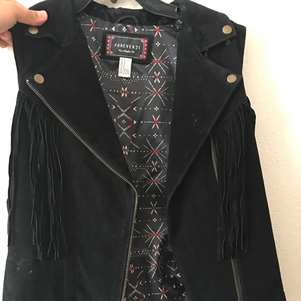 Black suede fringe vest